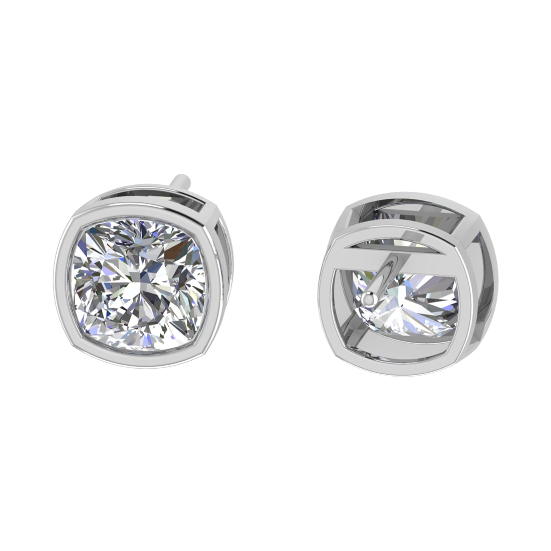 1.90 Ctw SI2/SI1 Diamond Bezel Set 14k White Gold Stud Earrings (ALL DIAMON (1 of 1)
