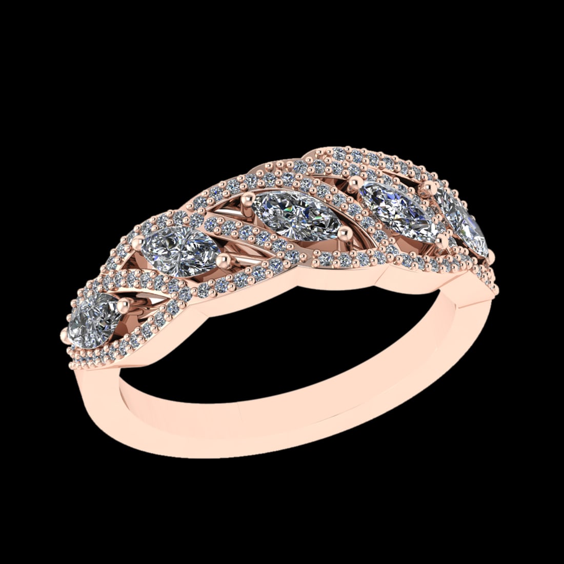 0.94 CtwVS/SI1 Diamond 10k Rose Gold Engagement Ring: Center Daimond Weight :-0.70 Ctw ( Marquise Cut ) Color : j-k Clarity : VS/SI1 Side Diamond Weight Of Ctw 0.24 Ctw Color : j-k Clarity : VS/SI1 Daimond Setting : Prong Metal Weight : Approx 4.45 gram
