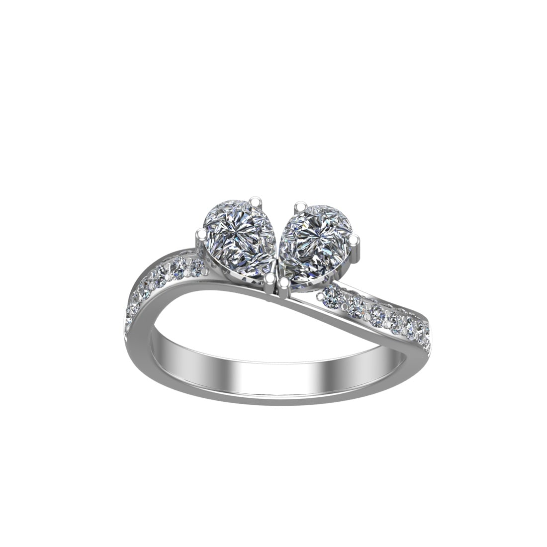 1.46 Ctw SI2/SI1 Diamond Prong Set 14K white Gold Toi et Moi Two-Stone Enga: Center Daimond Weight :-1.20 Ctw ( Pear Cut) Color : G-H Clarity : SI2/SI1 Side Diamond Weight Of Ctw 0.26 Ctw Color : G-H Clarity : SI2/SI1 Daimond Setting : Prong Metal Weight : Approx 4.40 gram
