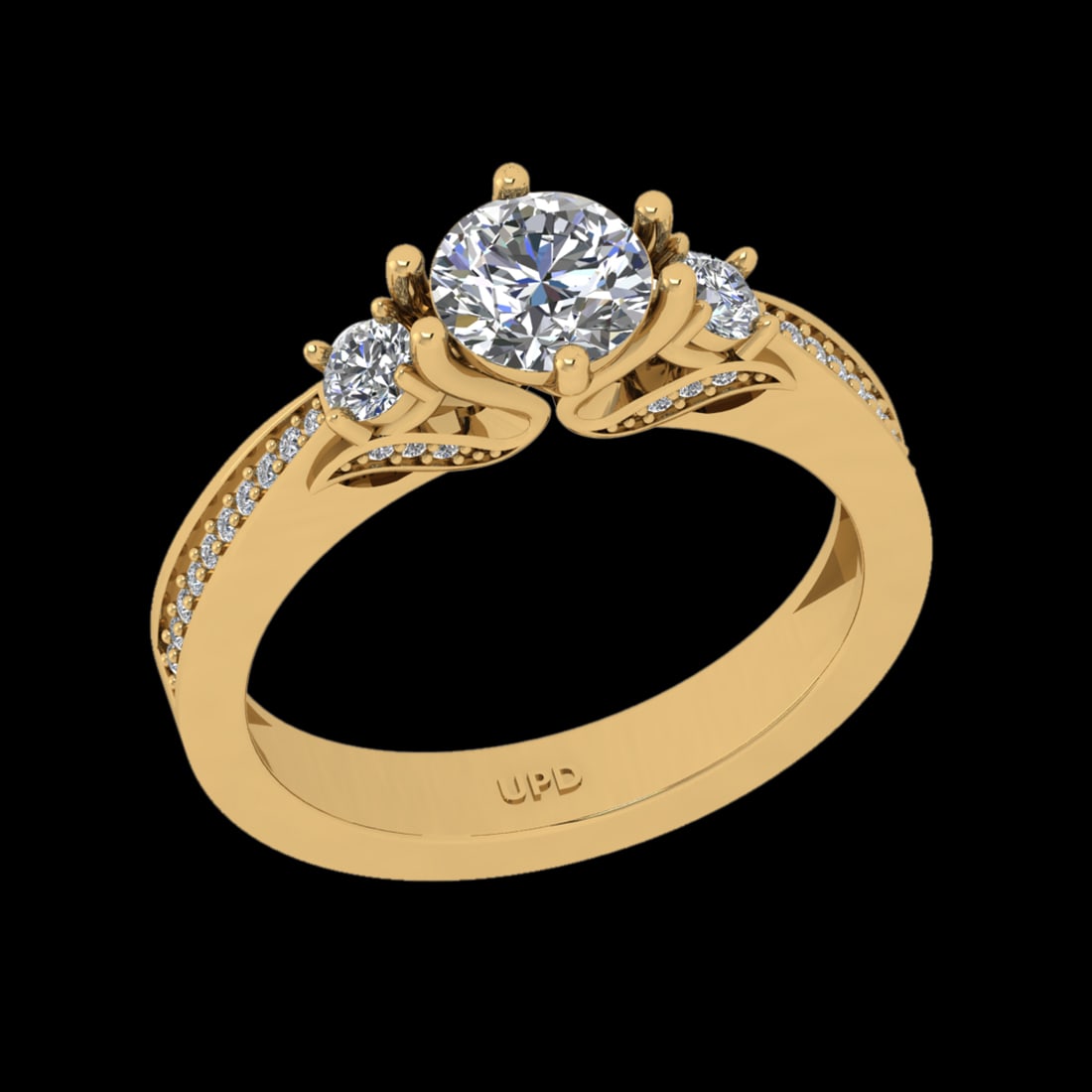 1.40 Ctw VS/SI1 Diamond Prong Set 18K Yellow Gold Engagement Ring: Center Diamond Weight :-:1.20 Ctw ( Round Cut) Color :- G-H Clarity : VS/SI1 Center Stone Setting : Prong Side Diamond Weight Of Ctw 0.20 Ctw Color : G-H Clarity : VS/SI1 Stone Setting : Prong Metal W