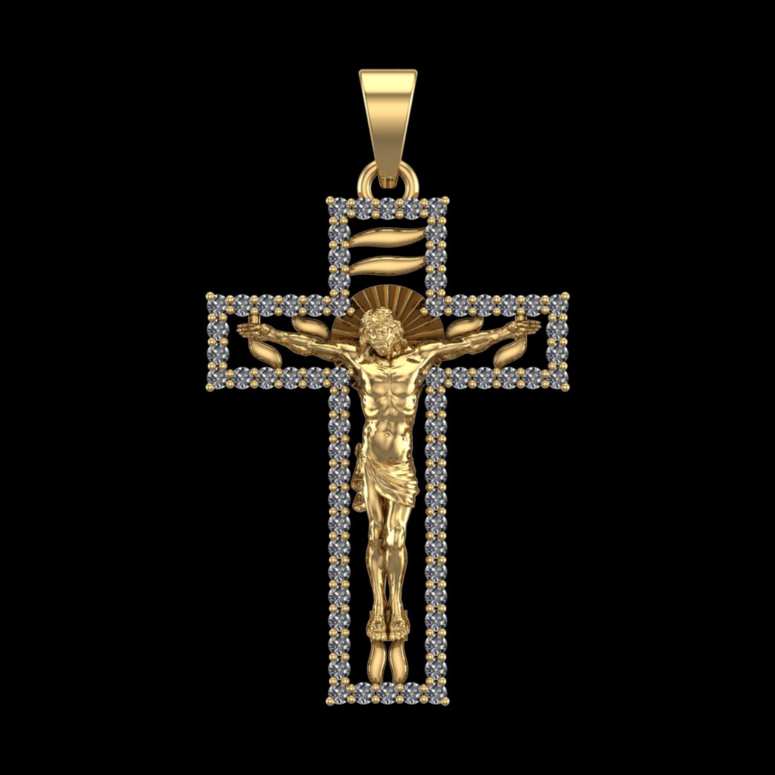 1.02 Ctw SI1/SI2Diamond Prong Set 10k Yellow Gold Jesus Theme Pendant (ALL (1 of 1)