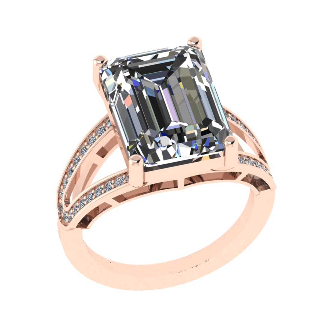3.25 Ctw VS/SI1 Diamond 14k Rose Gold Engagement Ring (ALL DIAMOND ARE LAB: Center Daimond Weight :-3.00 Ctw ( Emerald Cut) Color : G-H Clarity : VS/SI1 Side Diamond Weight Of Ctw 0.25 Ctw Color : G-H Clarity : VS/SI1 Daimond Setting : Prong Metal Weight : Approx 4.91 gram 14