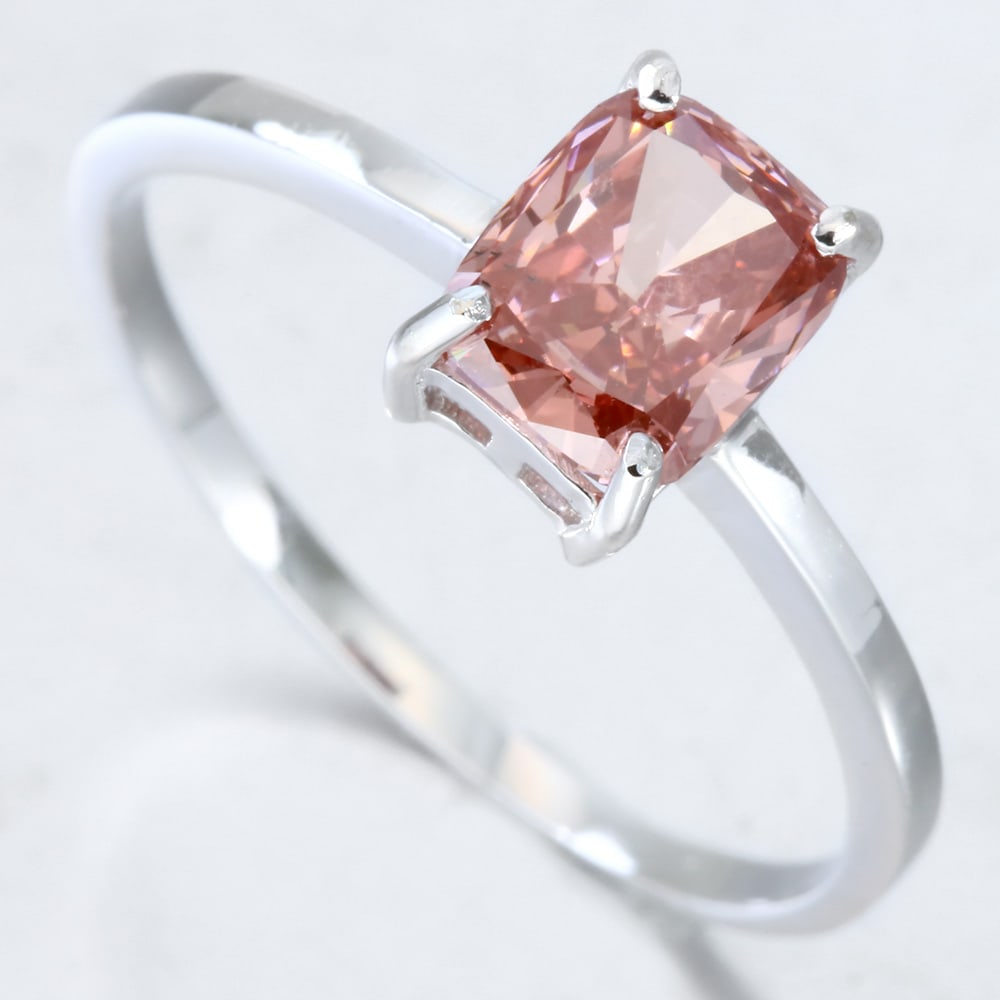 1.10 CT LAB GROWN ( IGI Certified )PINK DIAMOND 14K SOLID WHITE GOLD RING: 1.10 CT LAB GROWN ( IGI Certified )PINK DIAMOND GOLD WEIGHT APPROX : 1.58 GRAM 14K SOLID WHITE GOLD RING #3SS98616v15