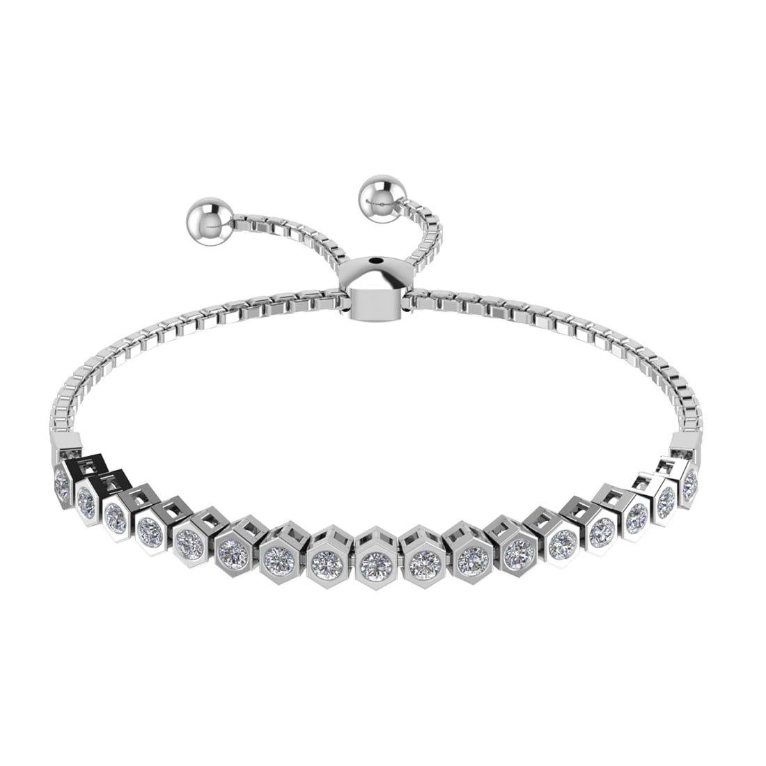 1.40 Ctw SI2/SI1 Diamond Prong Set 14k white Gold Tennis Slide Bracelet: Total Daimond Weight :-1.40 Ctw Color : G-H Clarity : SI2/SI1 Setting : Prong Metal Weight : Approx 6.70 gram 14k White Gold Tennis Slide Bracelet (ALL DIAMOND ARE LAB GROWN ) B410-2.7(2)SB