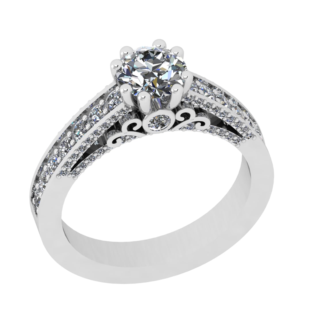 1.76 Ctw SI1/SI2 Diamond Prong Set 14k white Gold Engagement Ring: Center Daimond Weight :-0.84 Ctw ( Round Cut ) Color : G-H Clarity : SI1/SI2 Side Diamond Weight Of Ctw 0.92 Ctw Color : G-H Clarity : SI1/SI2 Daimond Setting : Prong Metal Weight : Approx 5.24 gram