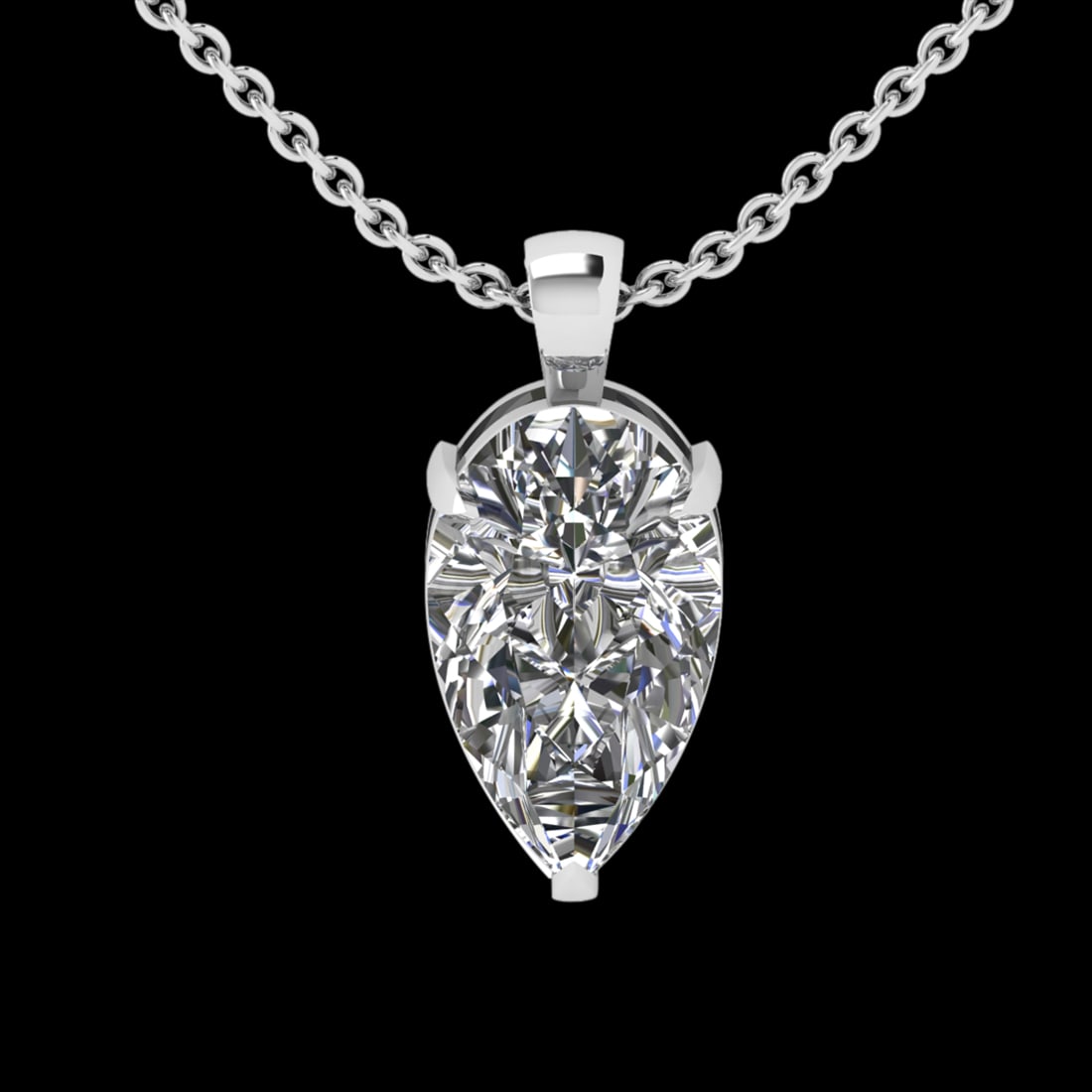 3.58 Ctw VS/SI1 Diamond Style 14 K White Gold Solitaire Necklace(ALL DIAMON: Center Diamond Weight : 3.58 Ctw (Pear Cut) Center Diamond Color :- G-H Center Clarity : VS/SI1 Stone Setting : Prong Metal Weight : Approx 2.80 Gram 14 K White Gold Solitaire Necklace(ALL DIAMOND ARE