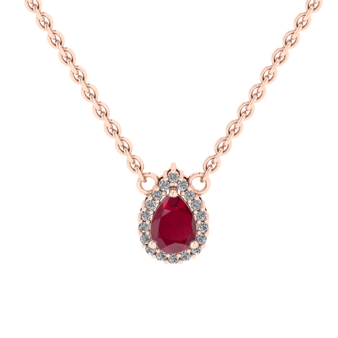 0.89 Ctw VS/SI1 Ruby and Diamond Prong Set 14K Rose Gold Necklace (ALL DIAM (1 of 1)
