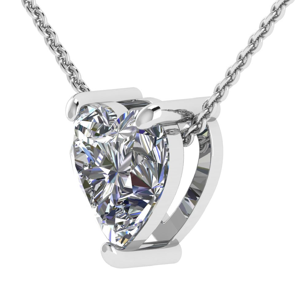 1.50 Ctw SI1/SI2 Diamond Prong Set 14K white Gold Solitaire Pendant: Total Daimond Weight :-1.50 Ctw (Heart Cut) Color : G-H Clarity : SI1/SI2 Setting : Prong Metal Weight : Approx 2.70 gram 14K White Gold Solitaire Necklace (ALL DIAMOND ARE LAB GROWN ) #3SS96751v15