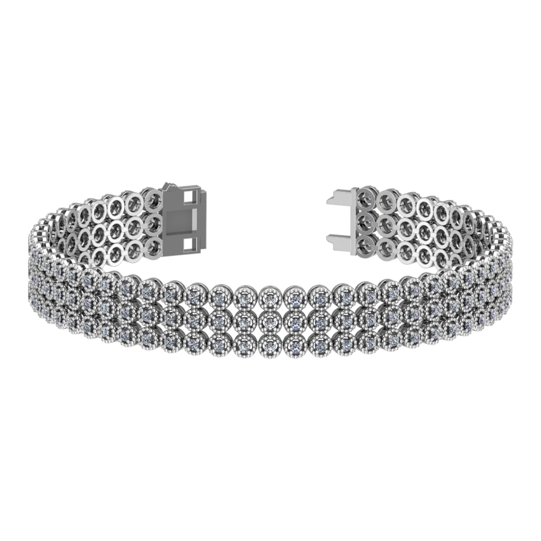 5.13 Ctw VS/SI1 Diamond Prong Set 14k white Gold Bracelet: Total Daimond Weight :-5.13 Ctw Color : G-H Clarity : VS/SI1 Setting : Prong Metal Weight : Approx 21.20 gram 14k White Gold Bracelet (ALL DIAMOND ARE LAB GROWN ) TC2.0-3CB #3SS96472v15