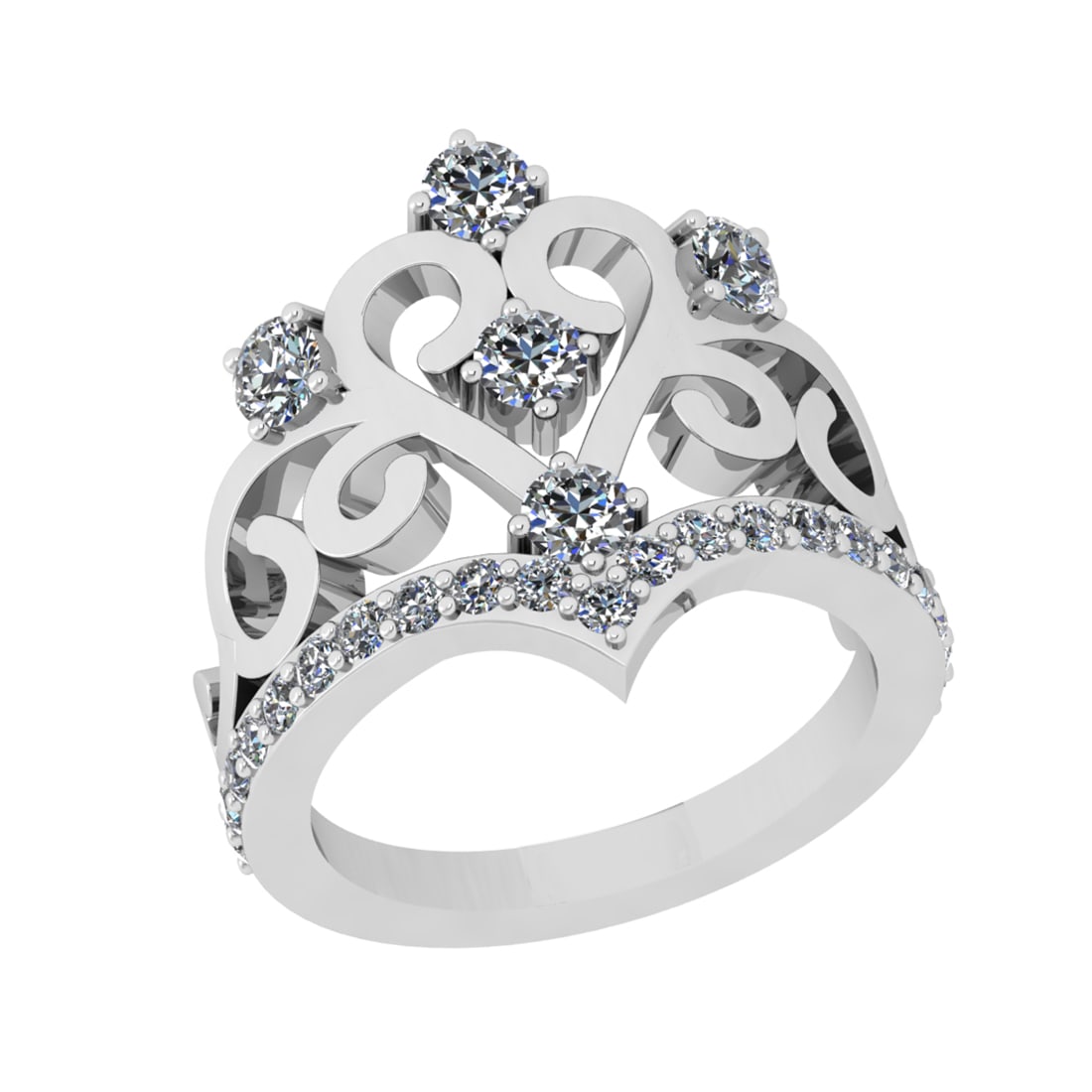 1.09 Ctw SI2/SI1 Diamond Prong Set 14k white Gold Engagement Ring (1 of 2)