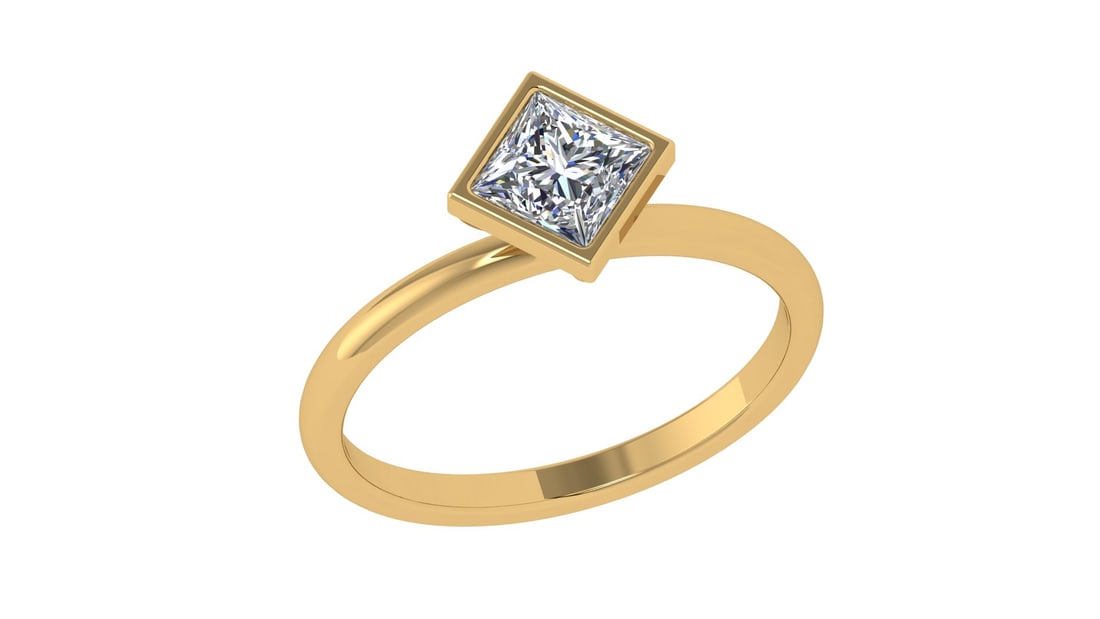 0.80 Ctw SI2/SI1 Diamond Bezel Set 14k Yellow Gold Solitaire Ring (1 of 2)