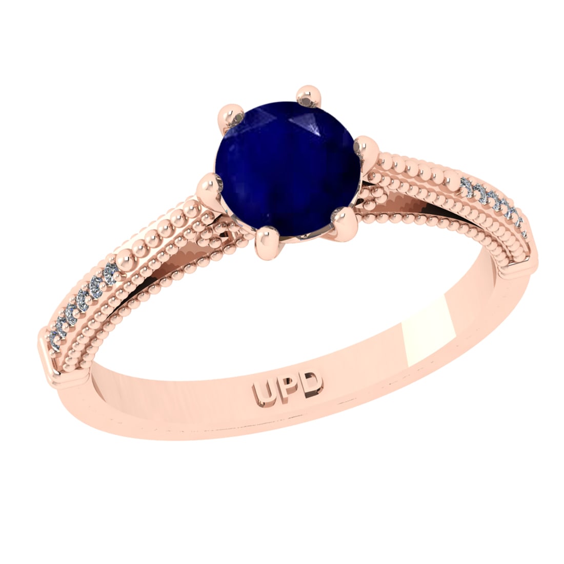 0.90 Ctw VS/SI1 Blue Sapphire and Diamond 14k Rose Gold Engagement Ring (AL: Center Stone Weight :-0.84 Ctw ( Round Cut) Center Stone Color :-Blue Sapphire Center Stone Setting : Prong Side Diamond Weight Of Ctw :- 0.06 Ctw Color : J-K Clarity : VS/SI1 Daimond Setting : Prong