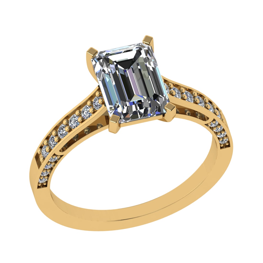 2.29 Ctw VS/SI1 Diamond 14k Yellow Gold Engagement Ring (ALL DIAMOND ARE LA: Center Daimond Weight :-2.00 Ctw ( Emerald Cut) Color : G-H Clarity : VS/SI1 Side Diamond Weight Of Ctw 0.29 Ctw Color : G-H Clarity : VS/SI1 Daimond Setting : Prong Metal Weight : Approx 3.86 gram 14