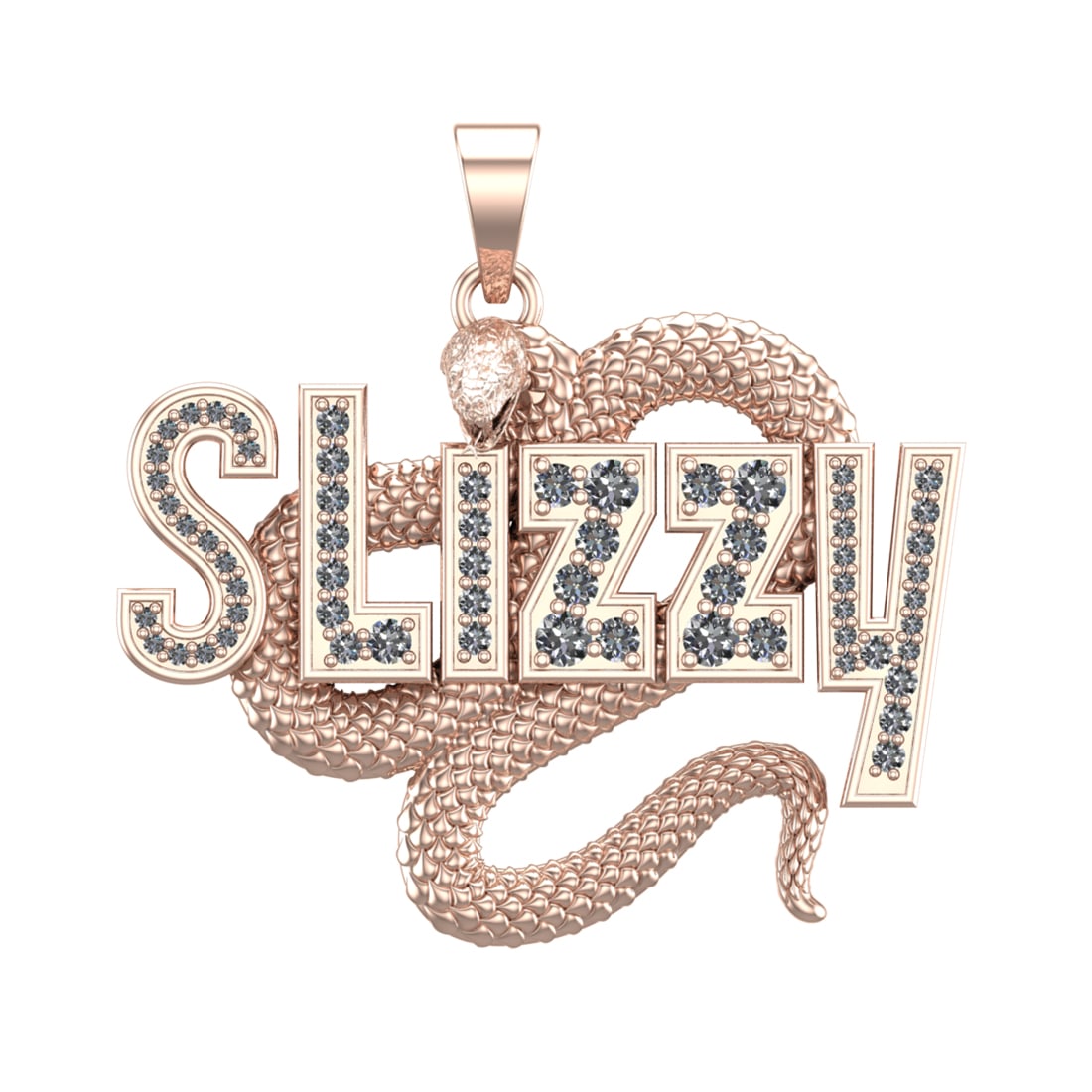 0.52 Ctw SI2/SI1 Diamond Prong Set 14k Rose Gold Snake Theme Pendant (ALL D: Total Daimond Weight :-0.52 Ctw Color : G-H Clarity : SI2/SI1 Setting : Prong Metal Weight : Approx 10.45 gram 14k Rose Gold Snake Theme Pendant (ALL DIAMOND ARE LAB GROWN ) #3SS96477v15