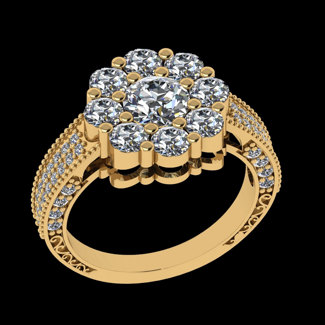 3.29 Ctw VS/SI1 Diamond 10k Yellow Gold Engagement Ring (ALL DIAMOND ARE LA: Center Daimond Weight :-0.84 Ctw ( Round Cut) Color : J-K Clarity : VS/SI1 Side Diamond Weight Of Ctw 2.45 Ctw Color : J-K Clarity : VS/SI1 Daimond Setting : Prong Metal Weight : Approx 6.06 gram 10k