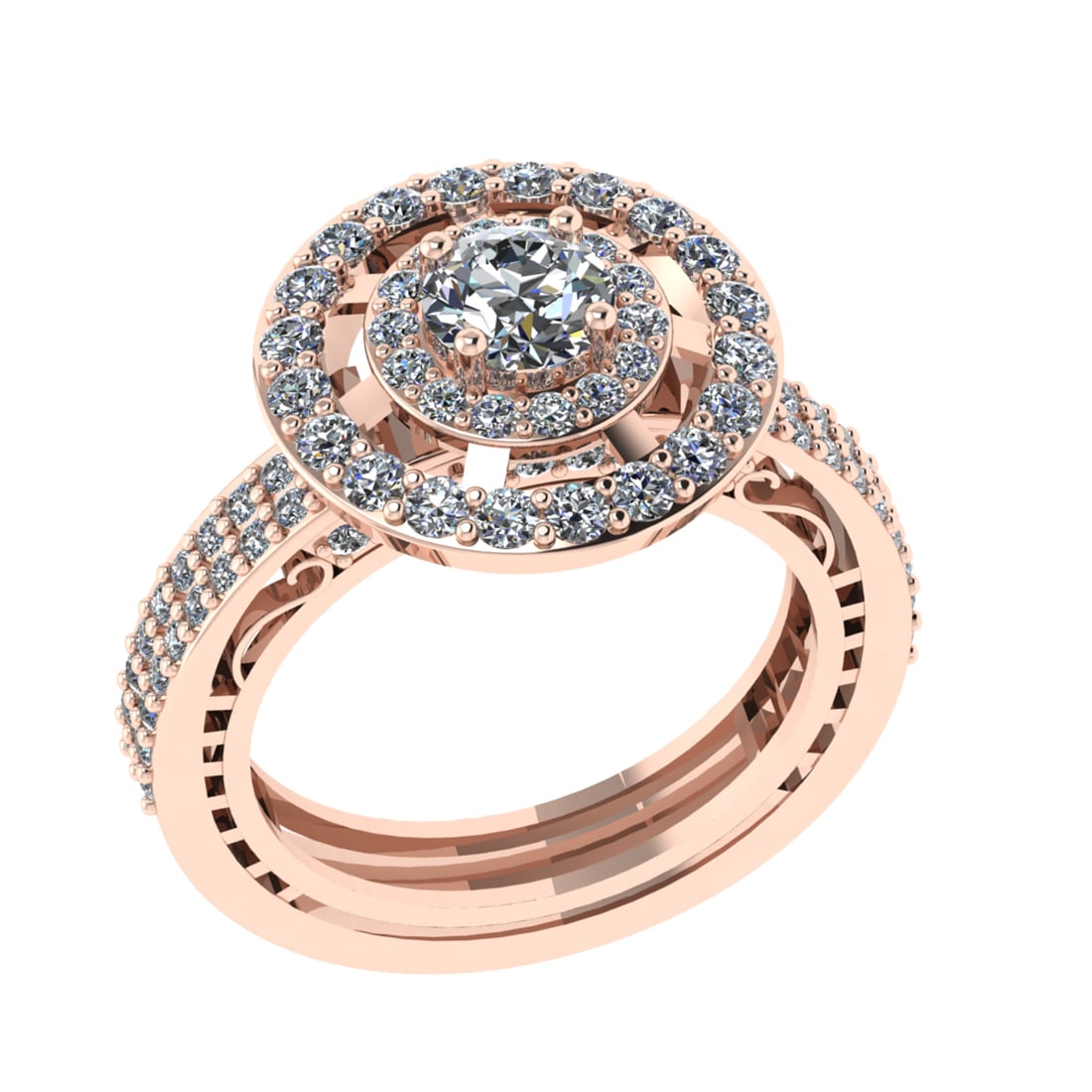 2.13 Ctw VS/SI1 Diamond 14K Rose Gold Engagement Ring (ALL DIAMOND ARE LAB: Center Diamond Weight : 0.80 Ctw ( Round Cut) Center Diamond Color :-J-K Center Stone Setting : Prong Clarity : VS/SI1 Total Weight Of Ctw 1.33 Ctw Color : J-K Clarity : VS/SI1 Stone Setting : Prong M