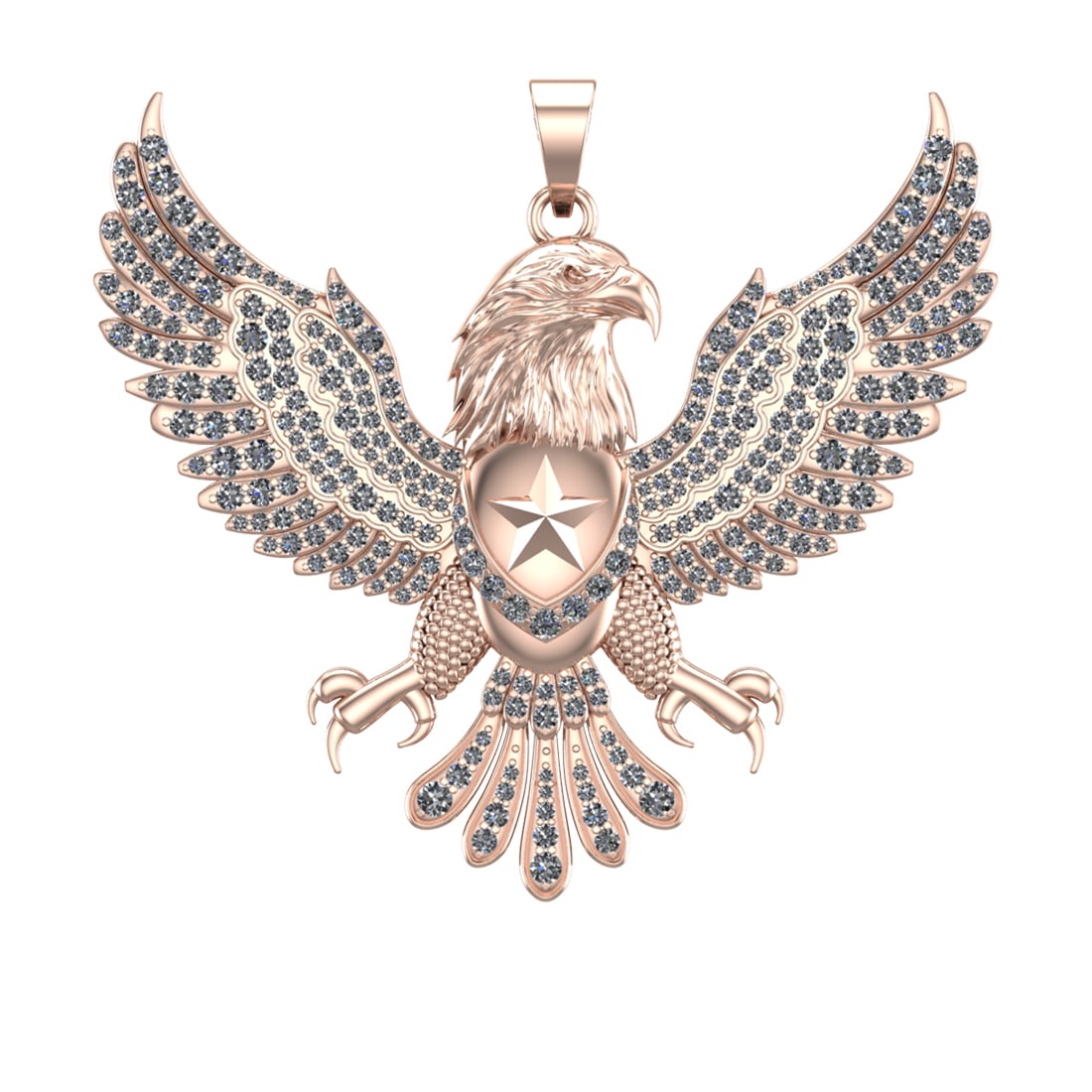 3.73 Ctw VS/SI1 Diamond 14k Rose Gold Eagle theme Pendant (ALL DIAMOND ARE (1 of 1)