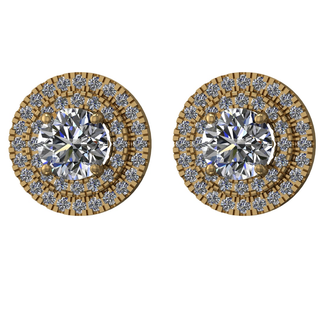 1.40 Ctw VS/SI1 Diamond 14k Yellow Gold Stud Earrings (ALL DIAMOND ARE LAB: Center Daimond Weight :-1.00 Ctw ( Round Cut) Color : G-H Clarity : VS/SI1 Side Diamond Weight Of Ctw 0.40 Ctw Color : G-H Clarity : VS/SI1 Daimond Setting : Prong Metal Weight : Approx 1.95 gram 14k