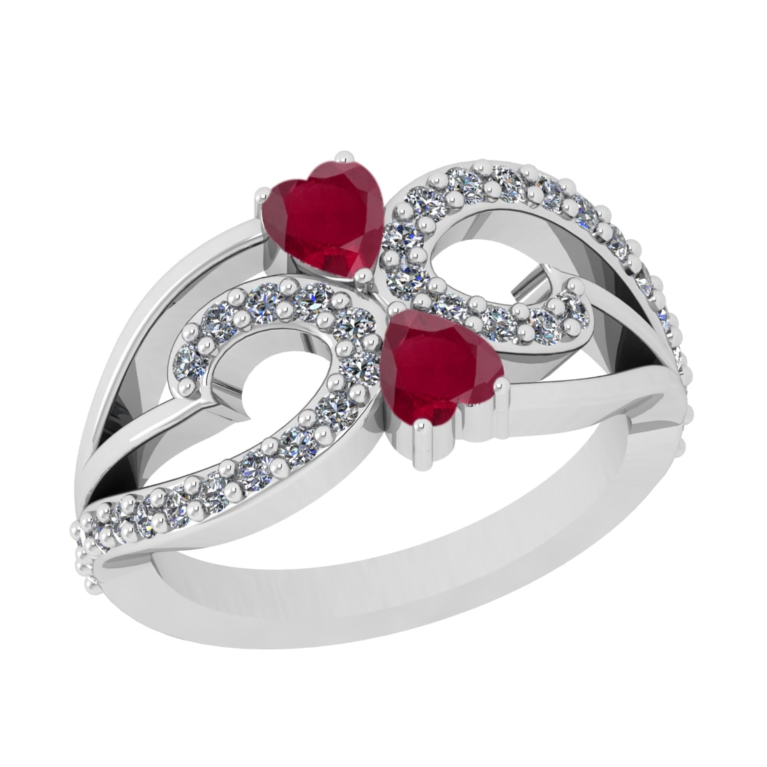 1.01 Ctw VS/SI1 Rubyand Diamond Prong Set 14k white Gold Engagement Ring: Center Stone Weight :-0.50 Ctw ( Heart Cut ) Center Stone Color :-Ruby Center Stone Setting : Prong Side Diamond Weight Of Ctw :- 0.51 Ctw Color : J-K Clarity : VS/SI1 Daimond Setting : Prong Metal