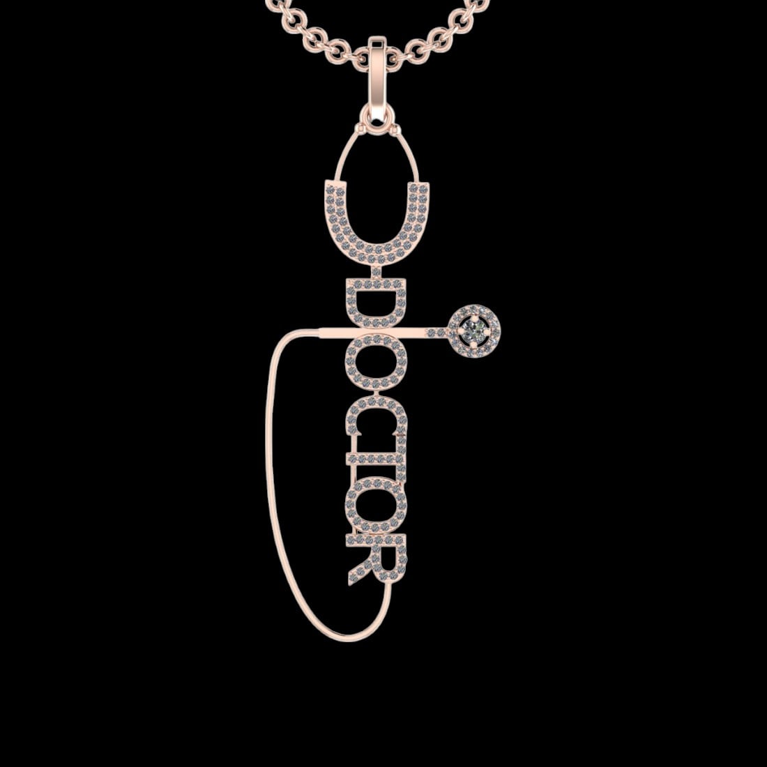 1.14 Ctw VS/SI1 Diamond 10K Rose Gold Veterinary Doctor theme Pendant (ALL: Total Diamond Weight :-1.14 Ctw (Round cut) Color :- J-K Clarity : VS/SI1 Setting : Prong Metal Weight : Approx 6.80gram 10K Rose Gold Veterinary Doctor theme Pendant (ALL DIAMOND ARE LAB GROWN )