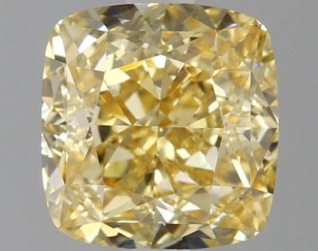 1.58ct Cushion Square Cut Lab Grown Diamond: IGI CertifiedCushion SquareCut Loose Diamond (LAB GROWN) - Weight:1.58 ctw; Color: Fancy Intense Yellow; Clarity: VVS2 #3SS99106v15