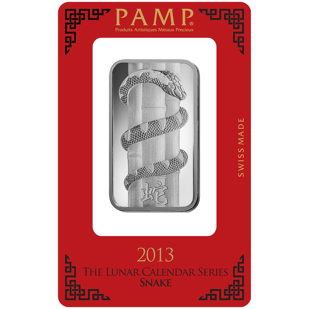 PAMP Suisse 1 oz Silver Bar ? Lunar Snake (Year of the Snake, 2013): PAMP Suisse 1 oz Silver Bar ? Lunar Snake (Year of the Snake, 2013) #3SS98420v15