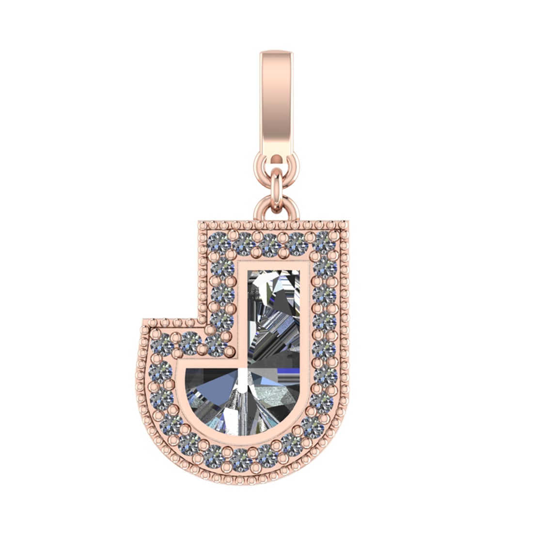 0.80 Ctw SI2/SI1 Diamond Prong Set 14k Rose Gold Alphabet-J Pendant (ALL DI: Center Daimond Weight :-0.60 Ctw Color : White Side Diamond Weight Of Ctw 0.20 Ctw Color : G-H Clarity : SI2/SI1 Daimond Setting : Prong Metal Weight : Approx 4.53 gram 14k Rose Gold Alphabet-J