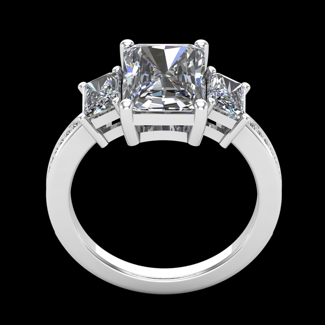 3.62 Ctw VS/SI1 Diamond 10K White Gold Engagement Ring: Center Diamond Weight :-3.50 Ctw ( 3PEC Emerald Cut) Color :- J-K Clarity : i2/i3 Center Stone Setting : Prong Side Diamond Weight Of Ctw 0.12 Ctw Color : J-K Clarity : VS/SI1 Stone Setting : Prong Me