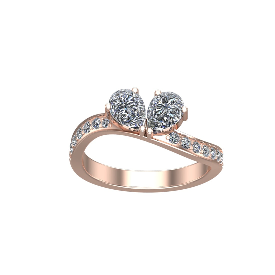 1.46 Ctw SI2/SI1 Diamond Prong Set 14K Rose Gold Toi et Moi Two-Stone Engag: Center Daimond Weight :-1.20 Ctw ( Pear Cut) Color : G-H Clarity : SI2/SI1 Side Diamond Weight Of Ctw 0.26 Ctw Color : G-H Clarity : SI2/SI1 Daimond Setting : Prong Metal Weight : Approx 4.40 gram 14K
