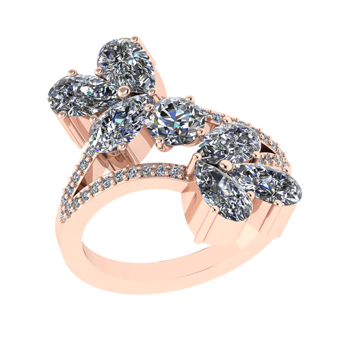 2.22 Ctw SI1/SI2 Diamond 14k Rose Gold Engagement Ring (ALL DIAMOND ARE LAB: Center Daimond Weight :-2.00 Ctw ( Round & Pear Cut) Color : G-H Clarity : SI1/SI2 Side Diamond Weight Of Ctw 0.22 Ctw Color : G-H Clarity : SI1/SI2 Daimond Setting : Prong Metal Weight : Approx 5.48