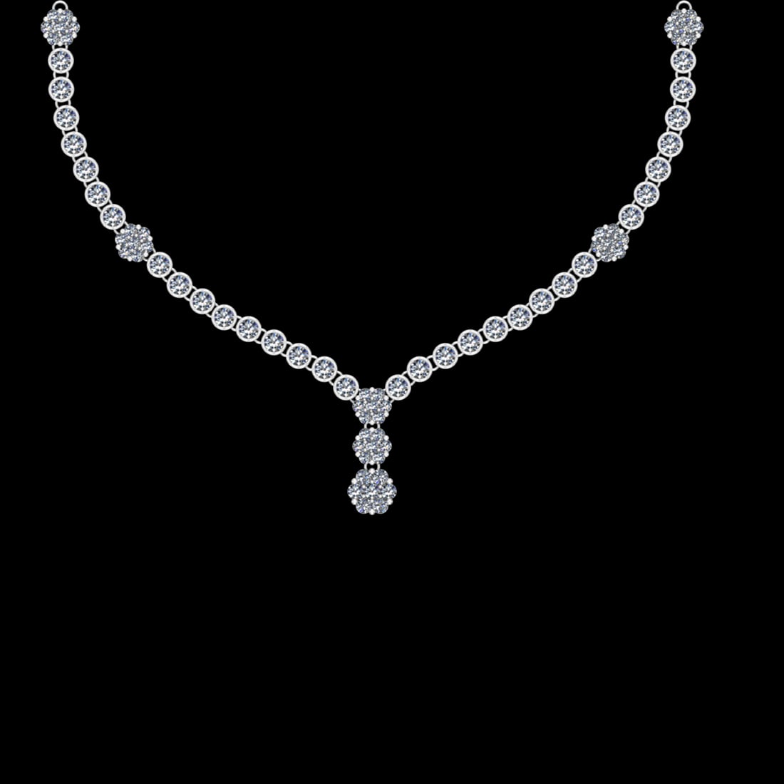 116.18 Ctw VS/SI1 Diamond 10K white Gold Necklace Set (ALL DIAMOND ARE LAB: Total Daimond Weight :-116.18 Ctw Color : G-H Clarity : VS/SI1 Setting : Prong Metal Weight : Approx 116.34 gram 10K White Gold Necklace Set #3SS23170v15