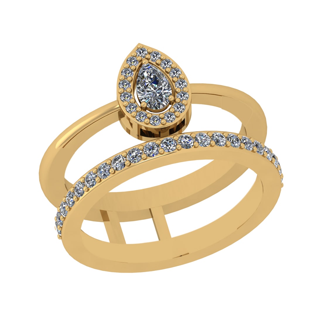 0.68 Ctw SI2/SI1 Diamond Prong Set 14k Yellow Gold Engagement Ring: Center Daimond Weight :-0.25 Ctw ( Pear Cut) Color : G-H Clarity : SI2/SI1 Side Diamond Weight Of Ctw 0.43 Ctw Color : G-H Clarity : SI2/SI1 Daimond Setting : Prong Metal Weight : Approx 4.91 gram