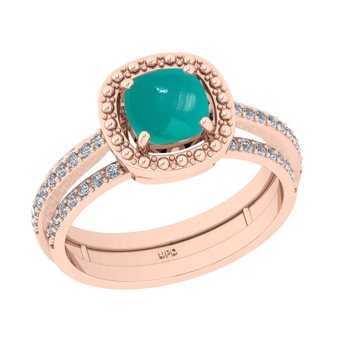 1.14 Ctw I2/I3 Emerald And Diamond 14K Rose Gold Engagement Ring: Center Stone Weight : 0.78 Ctw ( Round Cut ) Center Stone Color : Emerald Stone Setting : Prong Side Diamond Weight Of Ctw 0.36 Ctw Side Stone Color : J-K Stone Clarity : I2/I3 Stone Setting : Prong M