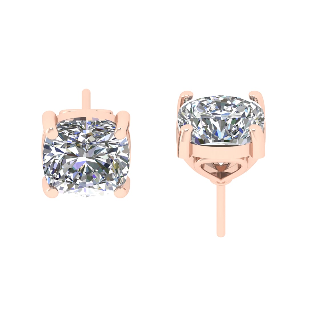 6.00 Ctw SI2/SI1 Diamond Prong Set 14k Rose Gold Studs Earrings (ALL DIAMON (1 of 1)