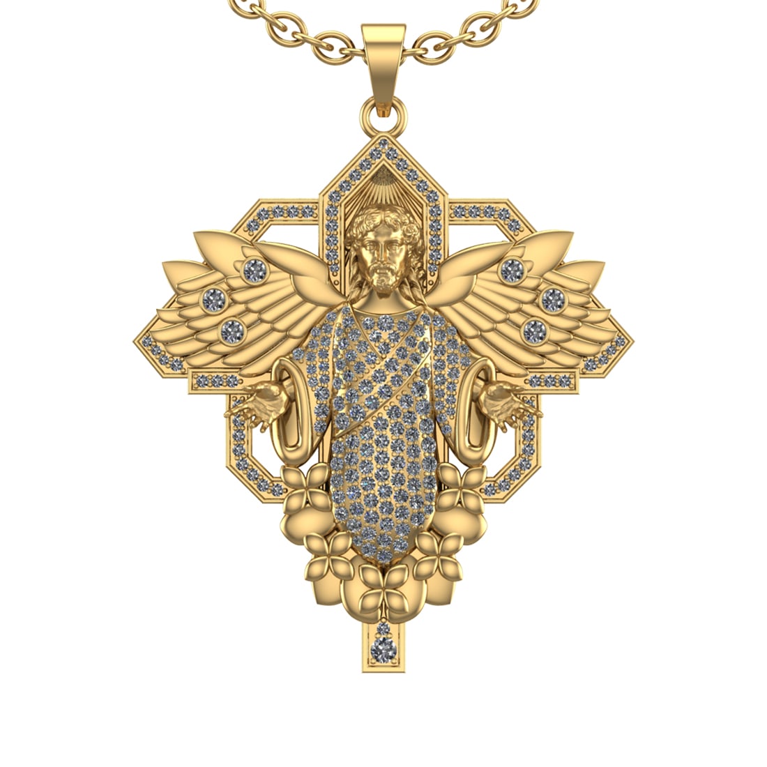 1.95 Ctw SI2/SI1 Diamond 14k Yellow Gold Pendant (ALL DIAMOND ARE LAB GROWN: Total Daimond Weight :-1.95 Ctw Color : G-H Clarity : SI2/SI1 Setting : Prong Metal Weight : Approx 41.32 gram 14k Yellow Gold Pendant (ALL DIAMOND ARE LAB GROWN) #3SS22543v15