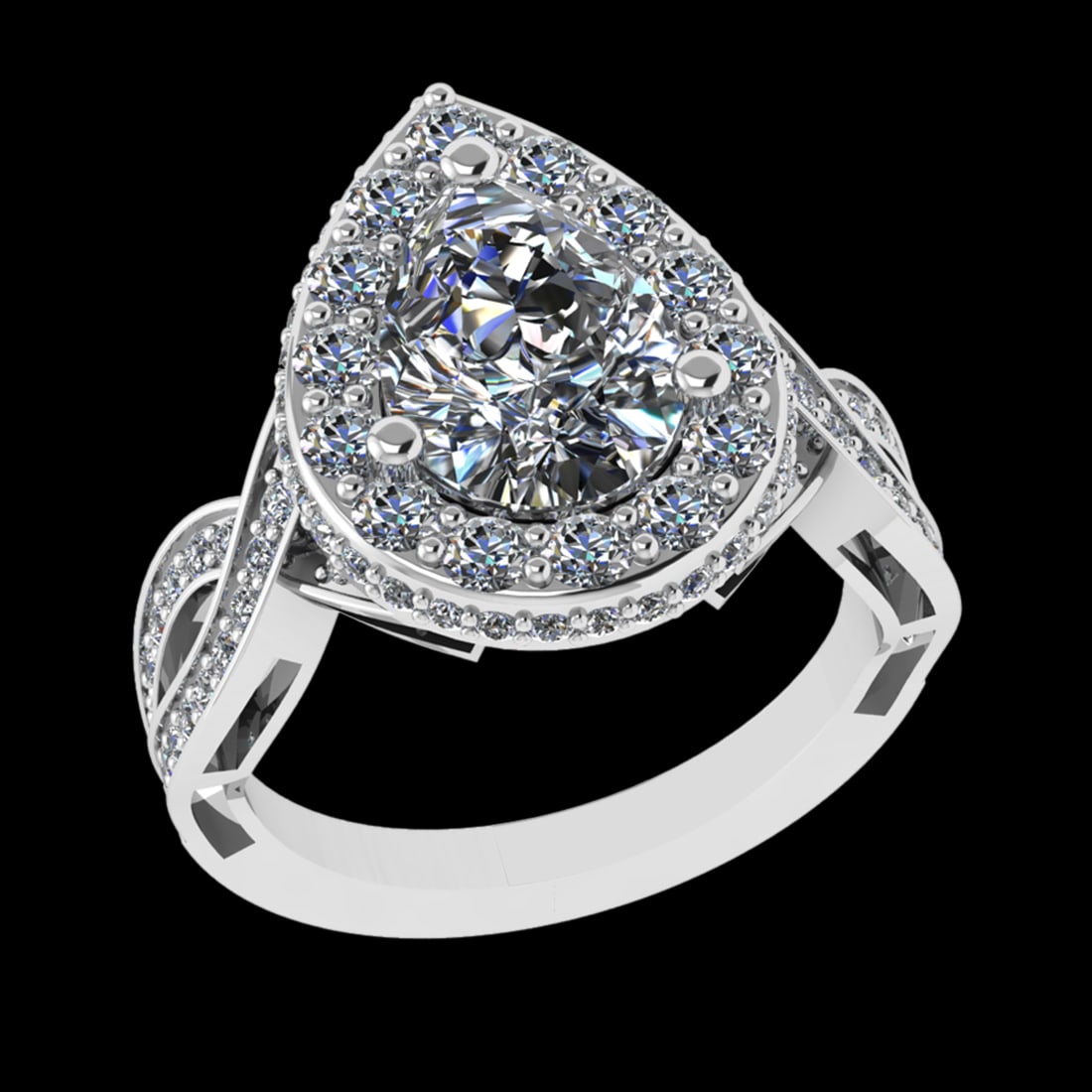 3.99 Ctw VS/SI1 Diamond 10K white Gold Engagement Ring (ALL DIAMOND ARE LAB: Center Daimond Weight :-2.50 Ctw ( Pear Cut) Color : G-H Clarity : VS/SI1 Side Diamond Weight Of Ctw 1.49 Ctw Color : G-H Clarity : VS/SI1 Daimond Setting : Prong Metal Weight : Approx 6.06 gram 10K W