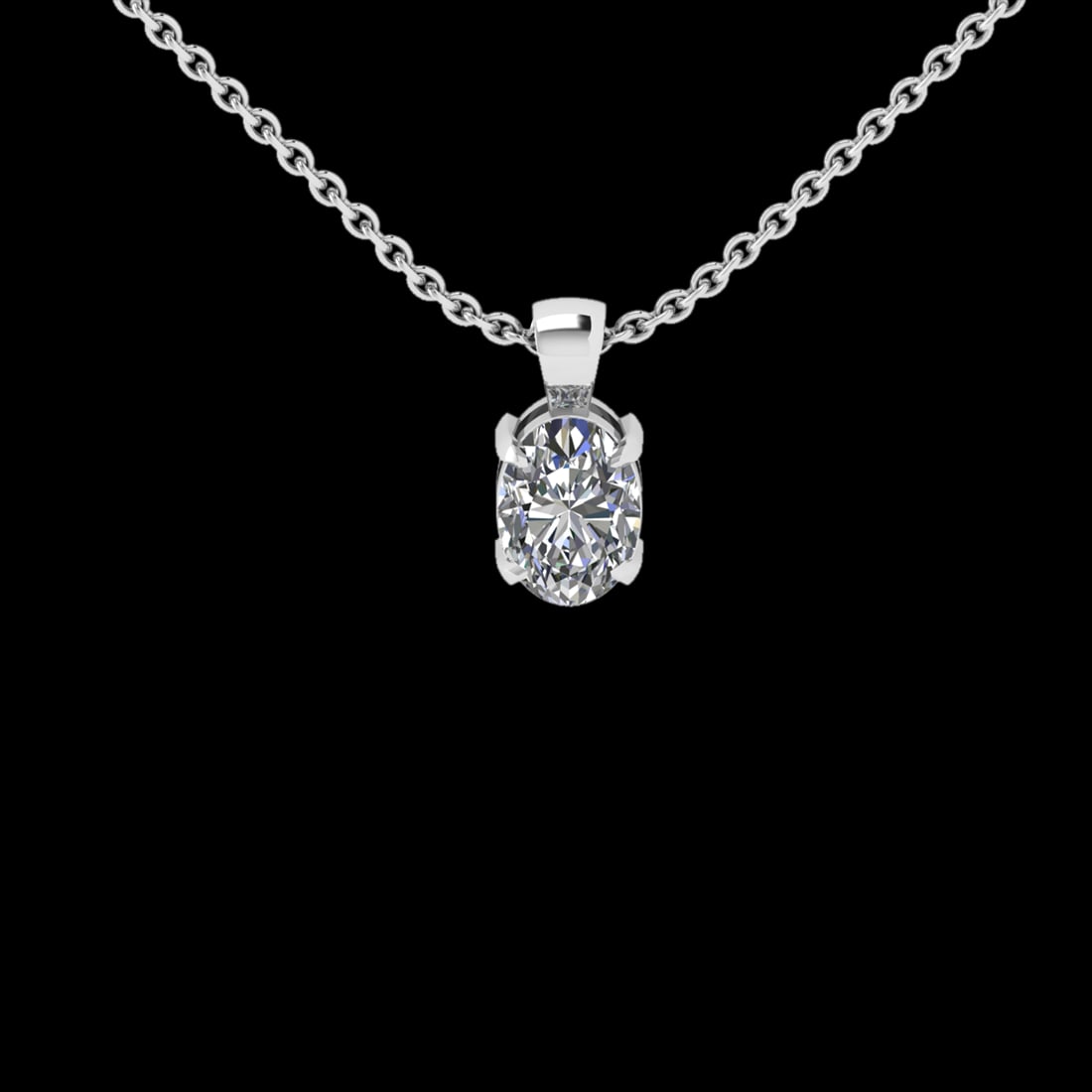 1.20 Ctw VS/SI1 Diamond Style 14 K White Gold Solitaire Necklace(ALL DIAMON: Center Diamond Weight : 1.20 Ctw (Oval Cut) Center Diamond Color :- G-H Center Clarity : VS/SI1 Stone Setting : Prong Metal Weight : Approx 2.30 Gram 14 K White Gold Solitaire Necklace(ALL DIAMOND ARE
