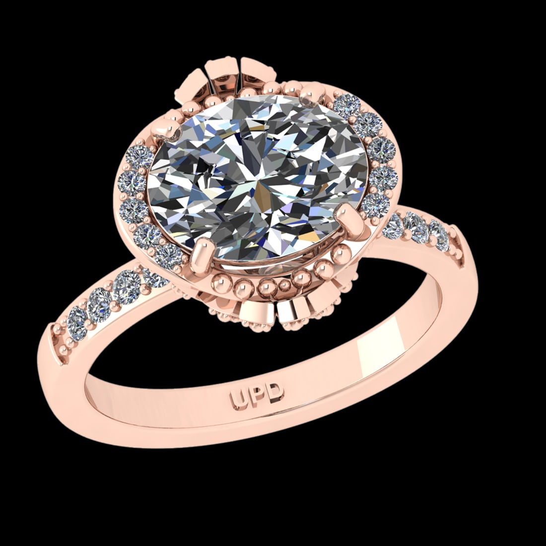 2.75 Ctw VS/SI1 Diamond Prong Set 10k Rose Gold Engagement Ring (ALL DIAMON: Center Daimond Weight :-2.50 Ctw ( Oval Cut) Color : J-K Clarity : VS/SI1 Side Diamond Weight Of Ctw 0.25 Ctw Color : J-K Clarity : VS/SI1 Daimond Setting : Prong Metal Weight : Approx 5.33 gram 10k