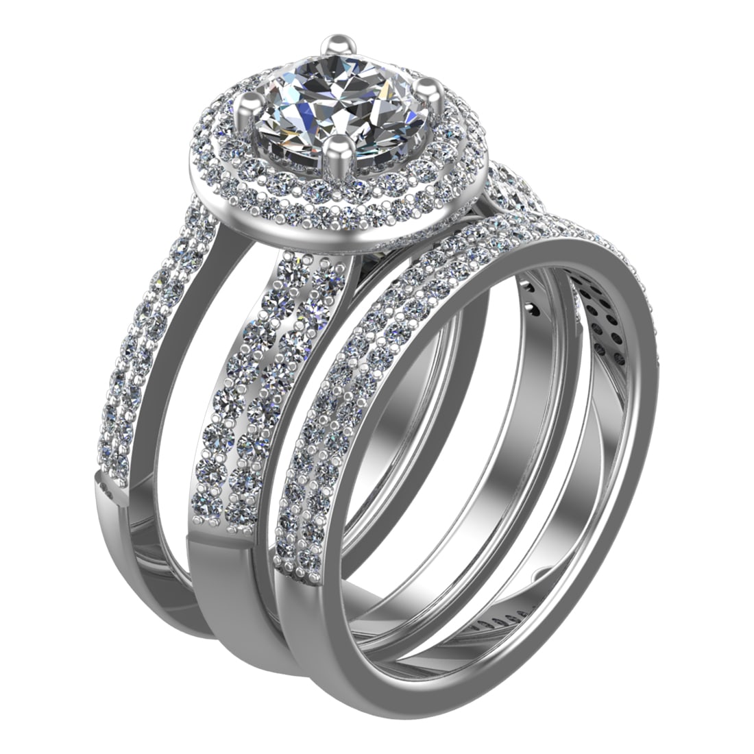 3.21 Ctw SI1/SI2 Diamond 14k white Gold Engagement SET Ring (ALL DIAMOND AR (1 of 2)