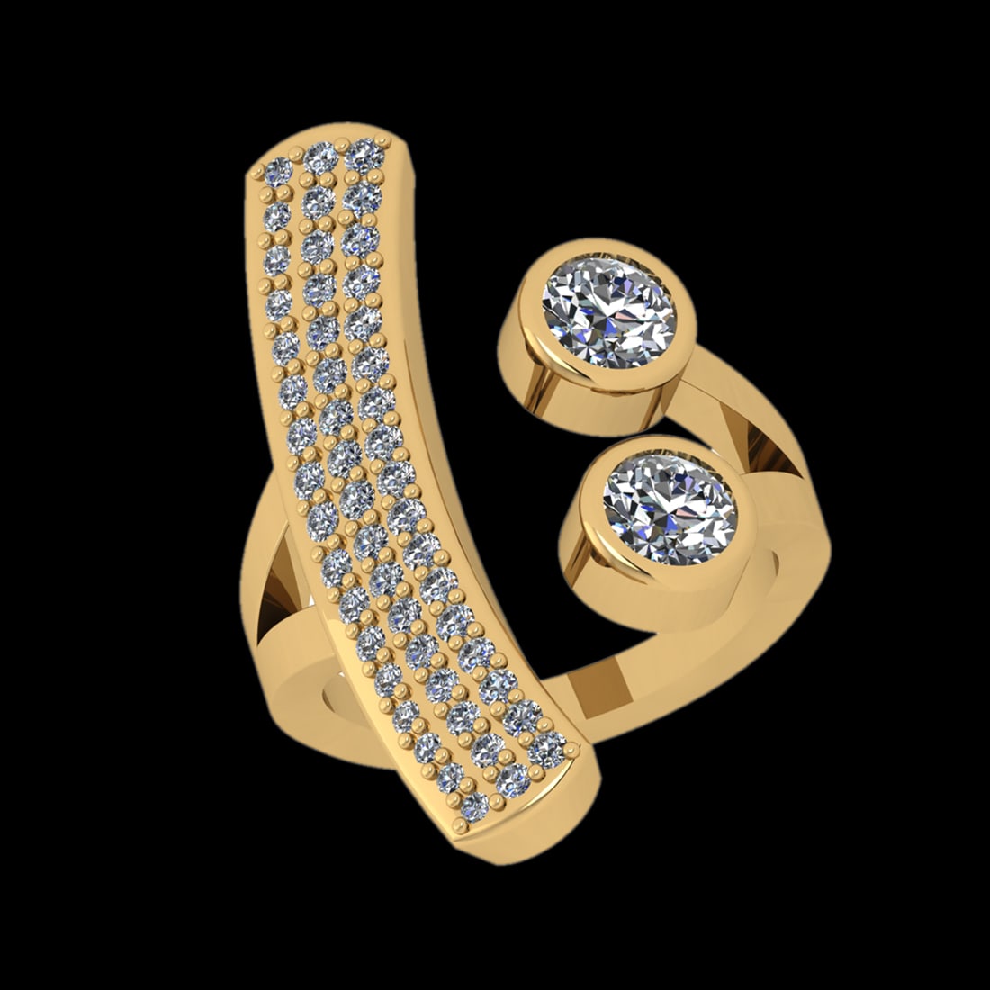 1.76 Ctw I2/I3 Diamond Prong Set 10k Yellow Gold Engagement Ring (1 of 2)