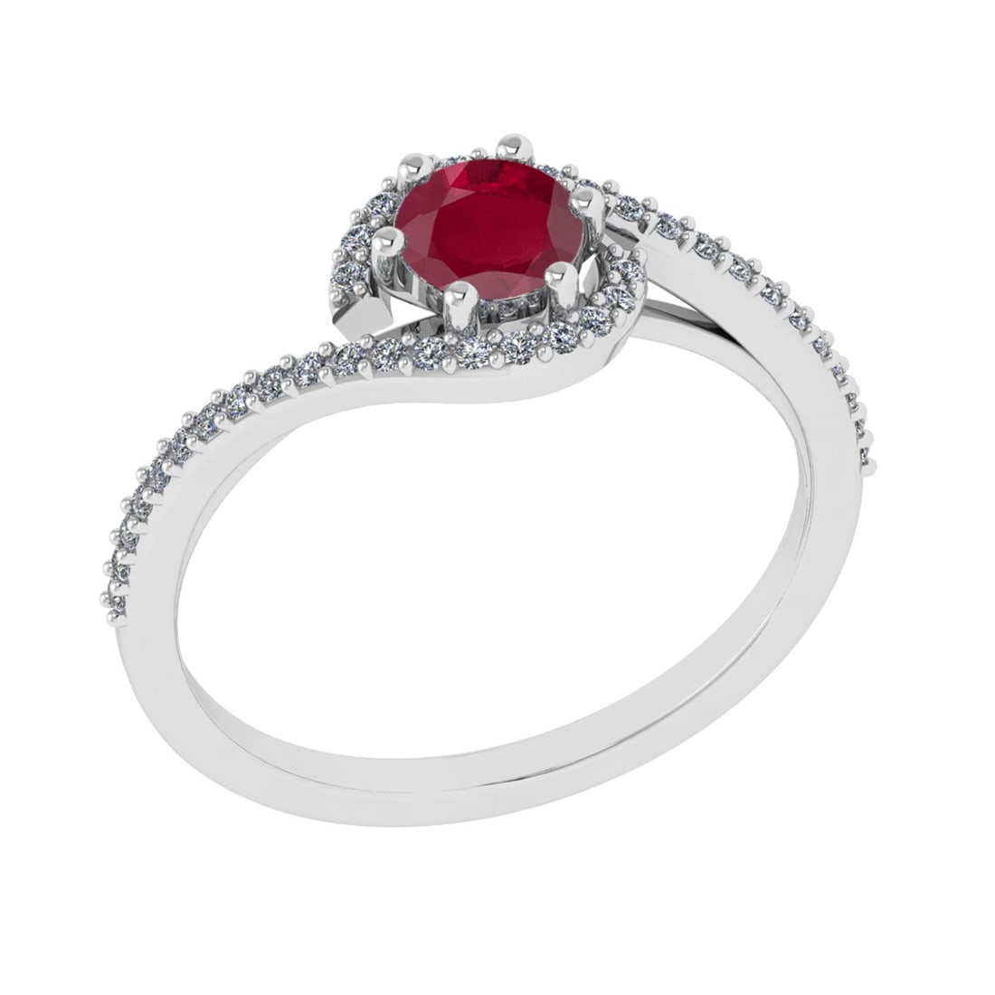 0.69 Ctw VS/SI1 Ruby and Diamond 14K White Gold Engagement Ring (ALL DIAMON: Center stone Weight :-0.50 Ctw ( Round Cut) Center Stone Color :- Ruby Center Stone Setting : Prong Side Diamond Weight Of Ctw 0.19 Ctw Color : G-H Clarity : VS/SI1 Stone Setting : Prong Metal Weight