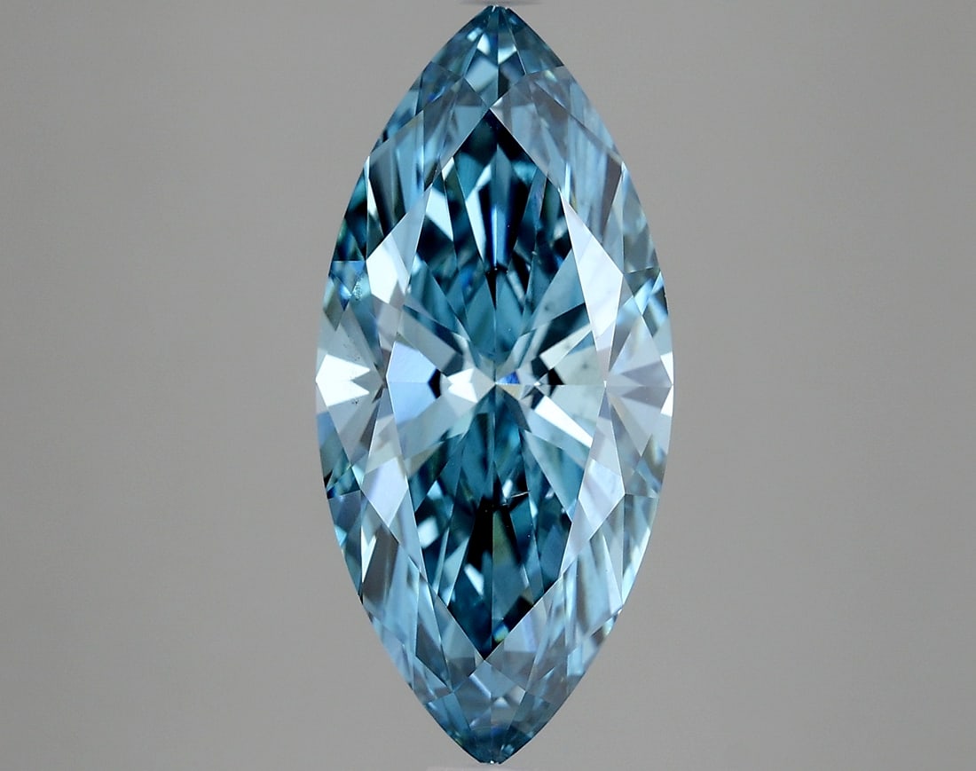 3.73ct Marquise Cut Lab Grown Diamond: IGI CertifiedMarquiseCut Loose Diamond (LAB GROWN) - Weight:3.73 ctw; Color: Fancy Vivid Blue; Clarity: VS2 #3SS98733v15