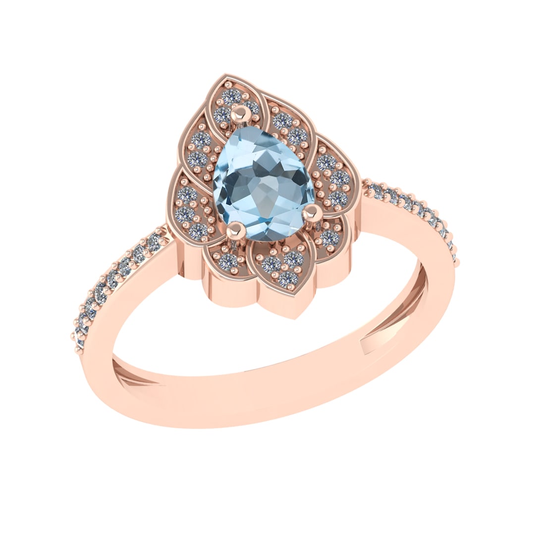 0.94 Ctw VS/SI1 Blue Topaz and Diamond Set 10K Rose Gold Engagaement Ring (: Center Stone Weight :-0.75 Ctw ( Pear Cut) Center Stone Color :-Blue Topaz Center Stone Setting : Prong Side Diamond Weight Of Ctw 0.19 Ctw Color : J-K Clarity : VS/SI1 Daimond Setting : Prong Metal