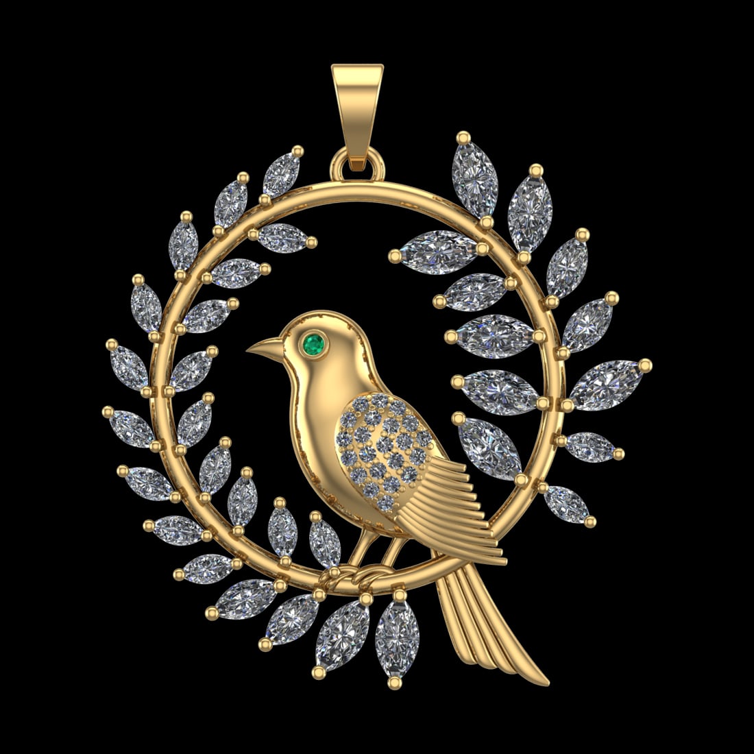 5.13 Ctw VS/SI1 Emerald And Diamond Prong Set 10K Yellow Gold Animal theme: Eye Stone weight :- Ctw :- 0.01 Ctw ( Round cut ) Eye Stone Color :- Emerald Total Diamond Weight Of Ctw :- 5.12 Ctw Color : J-K Clarity : VS/SI1 Setting : Prong Metal Weight : Approx 12.84 gram 10K Y