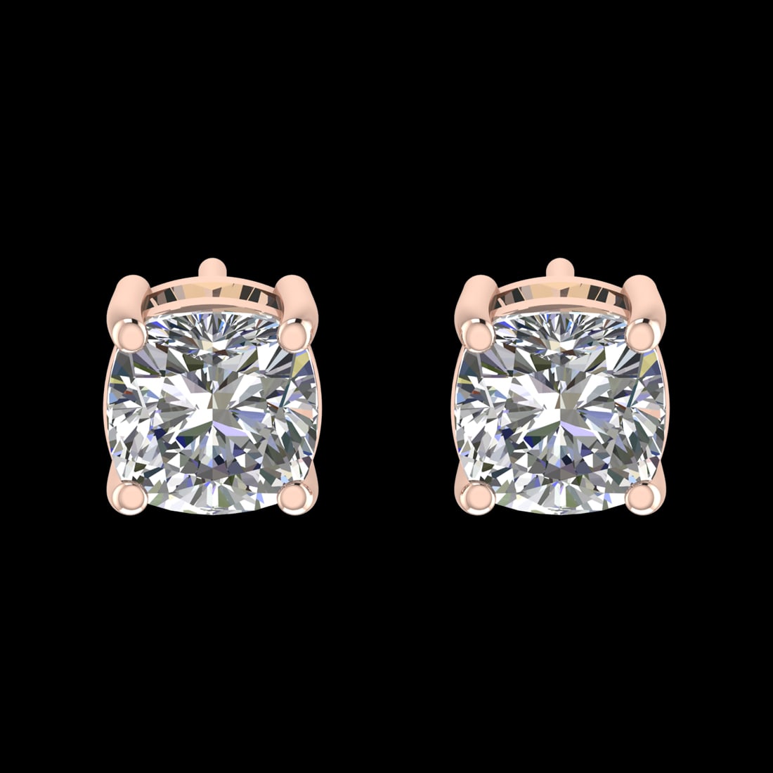 2.80 Ctw VS/SI1 Diamond 14k Rose Gold Stud Earrings (ALL DIAMOND ARE LAB GR: Center Diamond Weight :-2.80 Ctw ( 2 Pec Cushion Cut ) Color :-G-H (ALL DIAMOND ARE LAB GROWN ) Clarity : VS/SI1 Setting : Prong Metal Weight : Approx 2.40 Gram 14k Rose Gold Stud Earrings (ALL