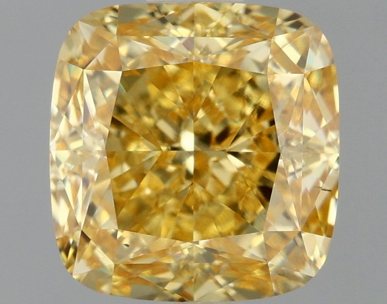 1.97 ctw. VS1 IGI Certified Cushion Q Cut Loose Diamond (LAB GROWN): IGI Certified Cusq Cut Loose Diamond (LAB GROWN) - Weight :- 1.97 ctw; Color :- Fancy Vivid Yellow; Clarity :-VS1 #3SS24021v15