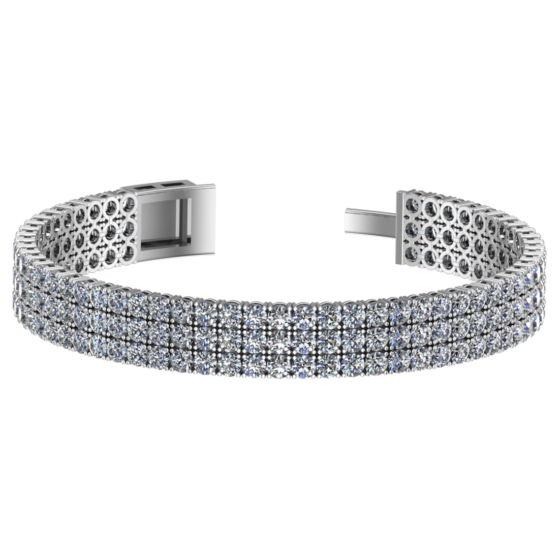 16.20 Ctw VS/SI1 Diamond Prong Set 14k white Gold Bracelet: Total Daimond Weight :-16.20 Ctw Color : G-H Clarity : VS/SI1 Setting : Prong Metal Weight : Approx 22.30 gram 14k White Gold Bracelet (ALL DIAMOND ARE LAB GROWN ) T4-3.0-3B #3SS96466v15
