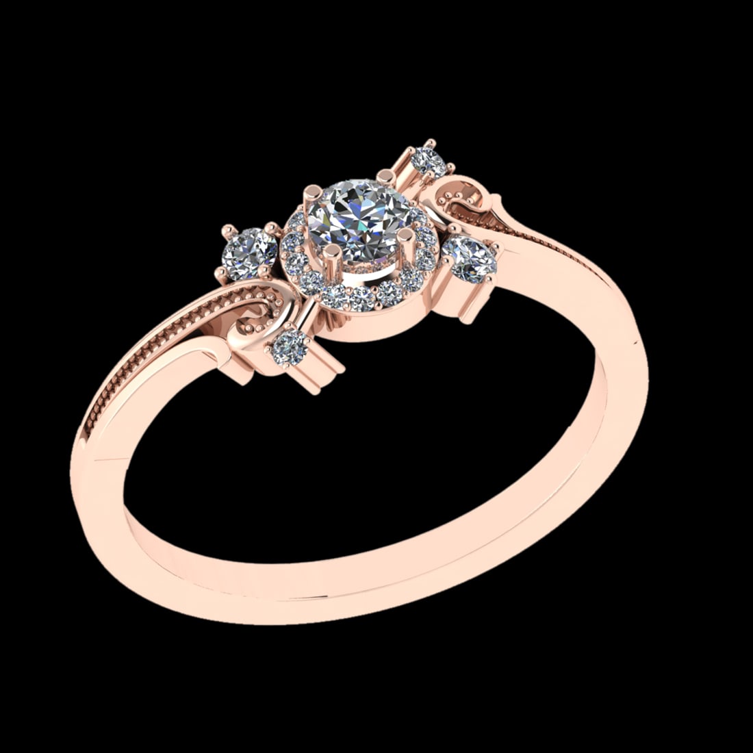 0.32 Ctw VS/SI1 Diamond Prong Set 10K Rose Gold Engagement Ring (ALL DIAMON: Center Diamond Weight :-0.17 Ctw ( Round cut) Color :- J-K Clarity : I2/I3 Center Stone Setting : Prong Side Diamond Weight Of Ctw 0.15 Ctw Color : J-K Clarity : VS/SI1 Stone Setting : Prong Metal Wei