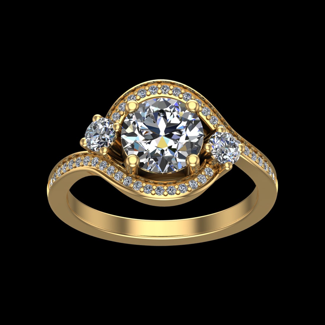2.55 Ctw VS/SI1 Diamond Prong Set 10k Yellow Gold Engagement Ring: Center Daimond Weight :-2.00 Ctw ( Round Cut) Color : J-K Clarity : VS/SI1 Side Diamond Weight Of Ctw 0.55 Ctw Color : J-K Clarity : VS/SI1 Daimond Setting : Prong Metal Weight : Approx 5.37 gram 10k