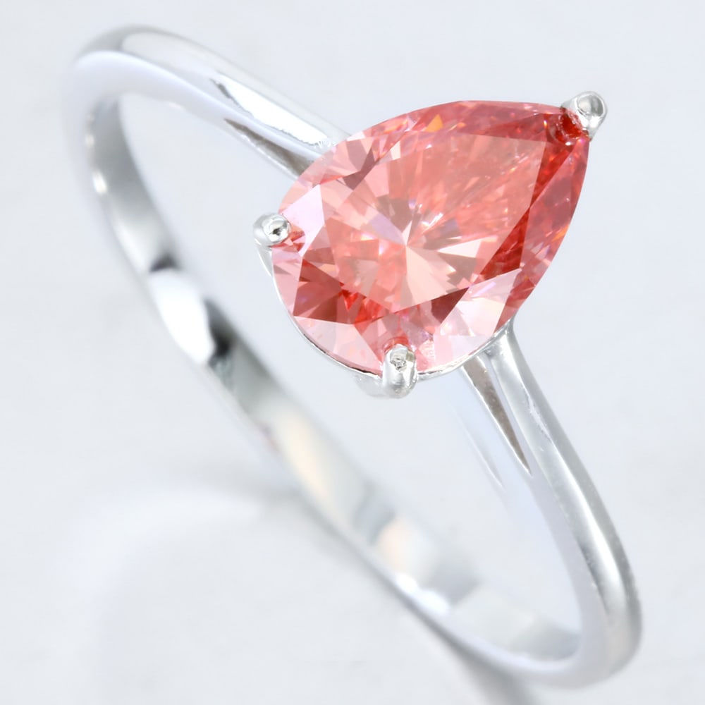 1.12 CT LAB GROWN ( IGI Certified )PINK DIAMOND 14K SOLID WHITE GOLD RING (1 of 1)